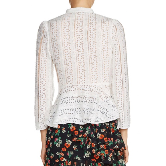 NWT Maje Lood White Tie-Neck Floral Lace Top Sz S - Picture 2 of 7